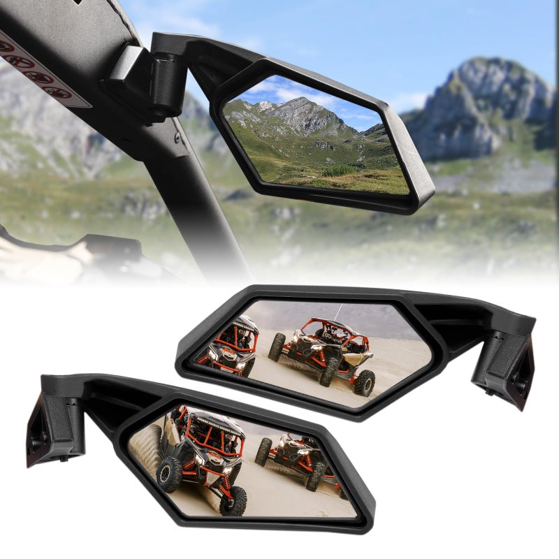 A & UTV PRO X3 Side Mirrors, A & UTV PRO Adjustable Rear View Mirrors for Can am Maverick X3 XRS XDS Max Turbo R RR 2017-2025, Breakaway Clear Rearview Accessories for Side by Side, Replace OEM #715002898 - Image 1